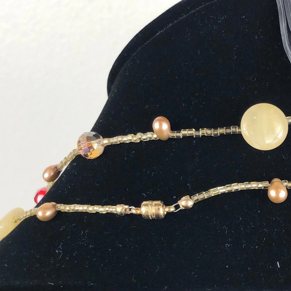 Long Necklace Glass And Seed Bead Magnetic Closure Fairy Boho - Picture 7 of 15